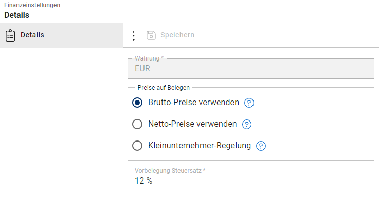 Finanzeinstellungen